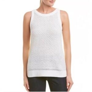 TOMMY BAHAMA sleeveless white knit cotton sweater, size small